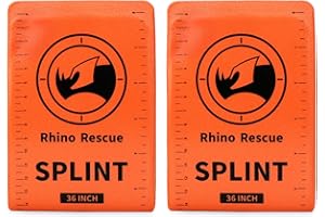 RHINO RESCUE Rail de Premiers Secours 36" X 4.3" Orange-gris, Maintient Les Os en Position, Plié (2 pièces)