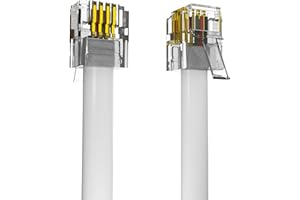 ASNQ High Speed Broadband RJ11 Cable for Landline Telephone, Router, Modem - 2m with OFC Wires and PVC Cover - Internet DSL Cable - Flat White