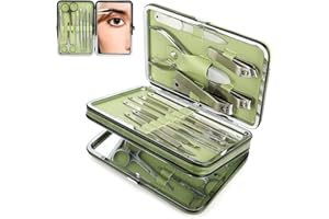 Set manicure, CestMall 21 pezzi Tagliaunghie Kit pedicure Kit manicure professionale in acciaio inossidabile per uomo Donna Strumenti per la cura delle unghie Kit da toeletta da viaggio per la casa