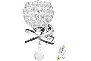 Cristal pared Luz, onever Modern Style decorativa Lámpara de pared | Bedside aplique | DIY controlar Dekor iluminación | E14 Zócalo | la bombilla incluida como regalo, plata (Pack of 1X)