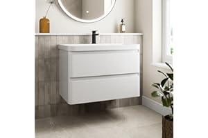 Affine® 600mm Vanity Unit Wash Basin Sink Bathroom Wall Mounted Storage Cabinet Cupboard Cloakroom, Soft Close Drawers, White Gloss