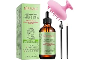 BIEYOC Rosmarinöl Haare ud Silikon Kopfhaut Massagebürste, Rosemary Oil for Hair, Rosmarinöl für Haar und Kopfhaut, Stärkendes Öl für Gesundes Haarwachstum, 60 ml