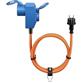 goobay EEC Adapter Cable for Caravan, 1.5 m, Plug with Protection Contact to 90&deg; CEE Socket and Socket with Protective Contac