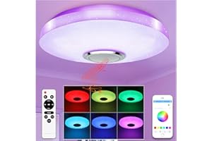 TODEHI 36W Lámpara Led Techo con Altavoz Bluetooth, Ø30cm RGB Plafón Led Techo regulable con Mando a Distancia y APP, Plafón Musical LED para Dormitorios, Habitaciones Infantiles, Salones