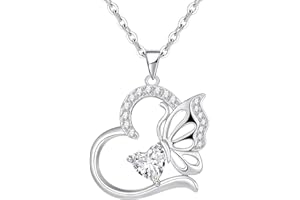 TUSUZIK Collana Donna Argento 925 Cuore Farfalla Dicembre Birthstone Necklace Gioielli per Mogile Regali Anniversario Compleanno Valentins Day