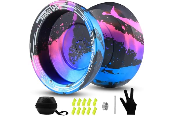 FETESNICE YOYO 002 Yoyo Professionnel pour Enfants de 8 à 12 Ans et Adultes, yo-yo en métal Non réactif/réactif à Double Usage, Yoyos Papillon avec Sac, Gant, 10 Cordes yo-yo et Kits de roulement