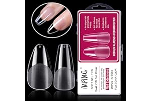 INPING Mix Gel Nail Tips, 240PCS Medium Almond + Coffin Clear Soft Gel Nail Tips Half Full Cover Nail Extensions Break Resistant Pre-Buff False Press on Nails for Women Nail Manicure Kit, 12 SIZES