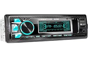 XOMAX XM-R265 Autoradio mit Bluetooth Freisprecheinrichtung I Smartphone Ladefunktion über 2. USB Anschluss I Carbon Optik I 7 LED Farben einstellbar I RDS I USB, SD, MP3, AUX I 1 DIN