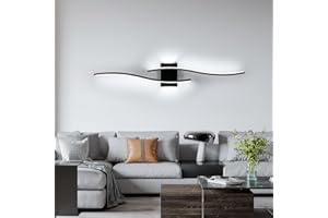 Comely Noir Applique Murale Intérieure LED, 27W 3000LM Lignes Lampe Murale LED Moderne, Lumière Blanche Froide 6500K, Luminaire Mural Interieur pour Chambre, Salon, Couloir, Escalier