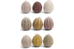Én Gry & Sif Juego de huevos de Pascua de fieltro, colgante de Pascua, decoración de Pascua para colgar, huevos con bordados, 9 unidades en tonos pastel