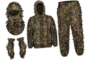 harayaa Traje Ghillie, Traje Ghillie de Hoja 3D Ligero para Adultos, Traje de Camuflaje Ghillie para, observación de Aves, fotografía, Fiesta de