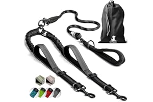 SparklyPets est Une Laisse Double à Corde élastique pour 2 Chiens de Petite et Grande Taille - Anti-Traction pour l’Absorption des Chocs, Laisse antidérapante à Bandes réfléchissantes pour l’extérieur