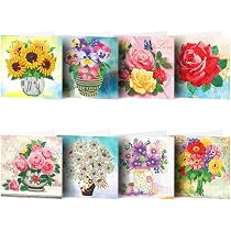 6 DIY Diamond Painting Geburtstagskarten – Mit Mandala-Blumen-Motiv, Inkl. Werkzeug & Umschläge