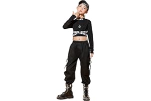 SEAUR Mädchen Hip Hop Kleidung Street Dance Outfit Jazz Trainingsanzug Tank Top + Cargo Hose Streetwear Dancewear für 110-170cm