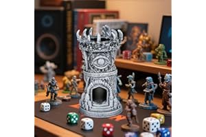 LKKCHER DESIGN Tour à dés D&D résine œil Unique, Accessoires JDR sur Table, Trône de dés Portable, vieillie DND Tour, Coffret Cadeau de Joueur Fantastique (Dés Non Inclus)