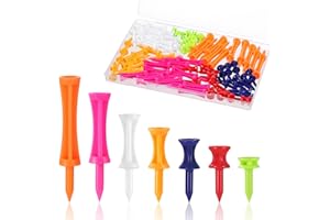 pupuluck Golf Tees Plastic 70 Pcs Mixed Sizes Castle Tees Long Short Durable Portable Golf Tee Biodegradable Eco Friendly Sustainable Tee(25mm, 31mm, 35mm, 42mm, 50mm, 60mm, 70mm)
