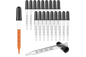 Hyber&Cara Szklana pipeta zakraplacz 1 ml stopniowany do laboratorium olejków eterycznych, 20 sztuk