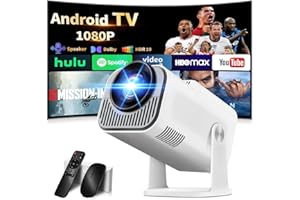 NONETE [App integrata & 2026 Upgraded] Proiettore 1080P 4K con WiFi 6 Bluetooth 5.2 Mini Proiettore Portatile Supporta Rotativo a 270°Auto Keystone Projector TV Stick/USB/HDMI/PC con Cavo HDMI & Mouse,Bianco