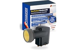 Schwaiger 714371 Digital Premium Quad LNB (Charcoal) for Two Participants with Sun Protect and Pull-Out Weather Protection, Gold-Plated Connectors for the Highest Quality (Full HD, 3D, Ultra HD / 4K)