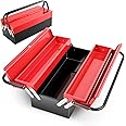 DNA MOTORING 18 Inch Metal Tool Box 2-Layer 3 Organizer Drawers Multi-Function Folding Organizer Toolbox for Household Warehouse Repair Shop, TOOLS-00410