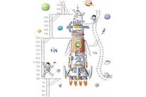 HIMKI Toise murale pour chambre d'enfant - Tableau de hauteur - Motif animaux de la forêt - Cadeaux de croissance pour garçons et filles - Échelle de mesure 50 à 150 cm (astronaute)