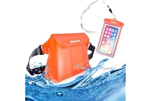 Yoassi 2 Pack Borsa Impermeabile Custodia Impermeabile Smartphone Marsupio Impermeabile Mare Universale con Cintura Regolabile Chiusura a 3 Zip Super Protezione per Sport Pesca Vela Nuoto Campeggio