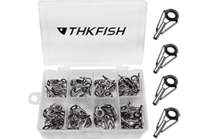 THKFISH Fishing Rod Tip Repair Kit Rod Repair Kit Small Freshwater Stainless Ceramic Repair Fishing Kits Black/Burnished Silver 80pcs