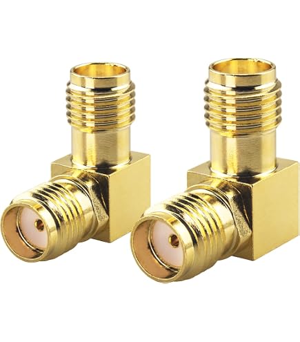5pcs Gold Tone SMA Female To Male 90-Degree RF Connectors - PCB Mount Right Angle Solder Type