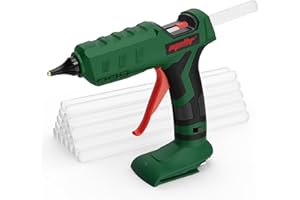 Mellif Akku Heißklebepistole kompatibel mit Bosch 18V Power for All Akku, kabellos Heißklebestift 45s schnell Aufheizung, inkl. 20 PCS Klebestifte für DIY (Ohne Akku)