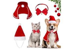 MELLIEX 3-częściowy świąteczny kostium kota kostium psa z czapką bożonarodzeniową