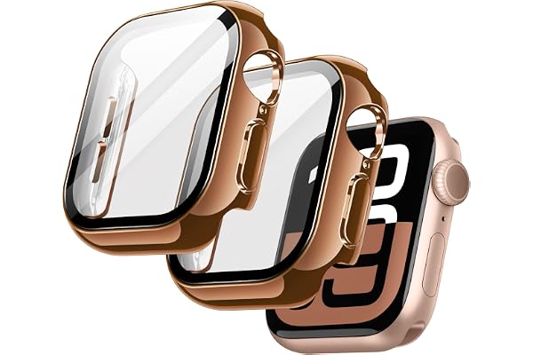 JETech Pläterat Fodral för Apple Watch Series 11/10 42mm, Kopparroséguld | Inbyggt Skärmskydd av Härdat Glas, Metallisk Yta, Hög Pekskärmskänslighet, Fullt Skydd