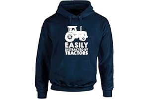 Hippowarehouse Easily Distracted by Tractors Unisex Hoodie Hooded top (Specific Size Guide in Description)