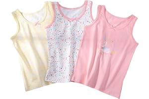 Allmeingeld Girls' 3 Pack Tanks Vest Sleeveless Top Assorted Cotton Undershirts for 3-10 Years