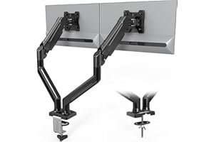 BONTEC Braccio Monitor Doppio per Schermi LCD LED da 13-32 pollici, Supporto Ergonomico con Braccio con Molla a Gas e Gestione dei Cavi, Inclinazione, Rotazione, VESA 75/100 mm,peso 3-9 kg, Nero