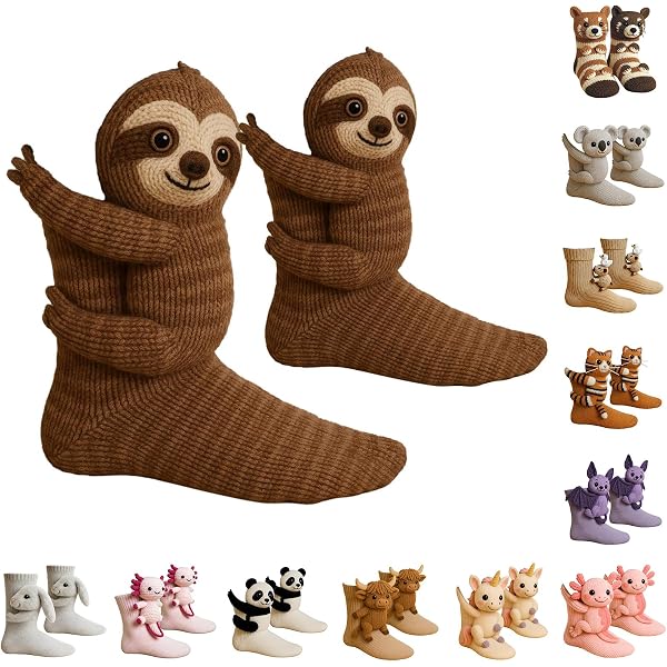 thumbnail image 2 of 3D Adorable Crochet Animals Socks-koala,santa Claus,sloth,panda,salamander,cat|unisex Amigurumi Socks,christmas Sock,funny Christmas Gifts 2 of 7