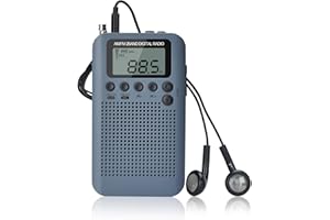 Songway Am/FM Pocket Radio Digital Relojes de Alarma Temporizador de sueño Altavoz Incorporado Radio portátil pequeña con Auricular para Actividades al Aire Libre, Correr, IR de excursión, Viajar
