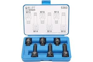 CCLIFE 6PCS Juego de puntas de vaso de impacto 1/2' dentado múltiple interior (para XZN) M14 - M18