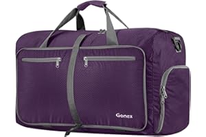 Borsa da viaggio pieghevole Gonex da 80L per imbarcarsi in aereo, leggera e pieghevole, idrorepellente e resistente allo strappo per la palestra Viola