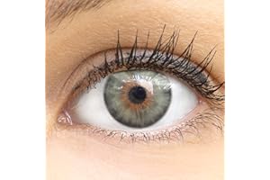 GLAMLENS Lenti a contatto colorate verde - mensili - con porta lenti a contatto - verdi naturali in silicone idrogel - 2 pezzi - DIA 14,00 mm - 0.00 diottrie senza correzione