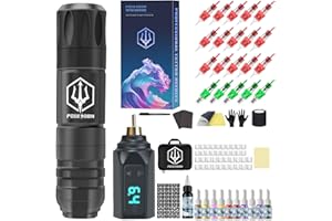 POSEIDON Wireless Tattoo Pen Kit - Professional Cordless Tattoo Gun with 1500mAh Battery & 20 Cartridge Needles | Complete Tattoo Machine Kit for Beginners