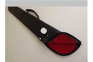 SUZO HAPP Soft black vinyl cue case with zip top and red interior