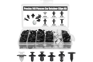 Dunkwckore 140 Pcs Grapas Coche, Remaches Plastico Coche, Incluye 6 Tipos de Grapas para Puertas y Clips Plástico Universales para Parachoques, Herramienta Fijación de Remaches, Clip Bandeja Maletero