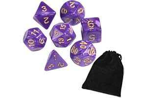 HKDZ Handmade Polyhedral Dice, Dungeons and Dragons Dice 7 Set Polyhedral DND for MTG RPG Game Pearl Purple