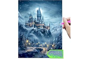 LAISU Schloss Diamond Painting für Erwachsene Anfänger und Kinder ab 6 Jahre, 30x40cm Zauberschule 5D Diamant Painting Bilder, Groß Runde Steine Diamantmalerei, DIY Kunst Mosaik Basteln Kit für Deko
