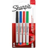 Sharpie Ultra Fine, S&uuml;per İnce U&ccedil;, Karışık 4'l&uuml; Paket