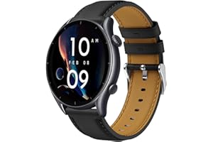 HATOLOVE Kompatibel mit Amazfit GTR 3 Armband, 22mm Leder Armband für Amazfit GTR 3 Pro, GTR 4, GTR 2, GTR 2e, GTR 47mm, Amazfit Stratos/Stratos 2/Stratos 3, Amazfit Pace, Amazfit Balance, Amazfit Bip 5, Bip 6