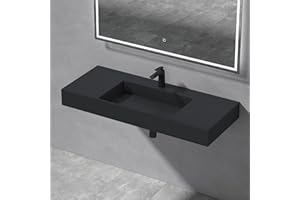 Mai & Mai Lavabo Col12 120 x 48 x 13 cm, color antracita mate, de mineral fundido sin rebosadero