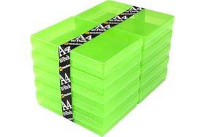 WestonBoxes A4 Colourful Transparent Plastic Craft Storage Boxes with Lids for Art Supplies, Paper and Card (Green/Pack of 10)