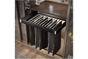 GUODDM Tiroir extensible pour pantalons - Porte-pantalons coulissant pour armoire, étendoir à linge au-dessus de la machine à laver, étendoir à vêtements multifonctionnel caché, gain de place(Black,45~60cm)