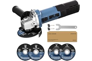 C P CHANTPOWER Angle Grinder Power Tool, 115mm Corded Cutting Grinding Polishing with 2X Cutting Wheel, 2X Grinding Wheel and Side Handle, 750W 220-240V Cutter